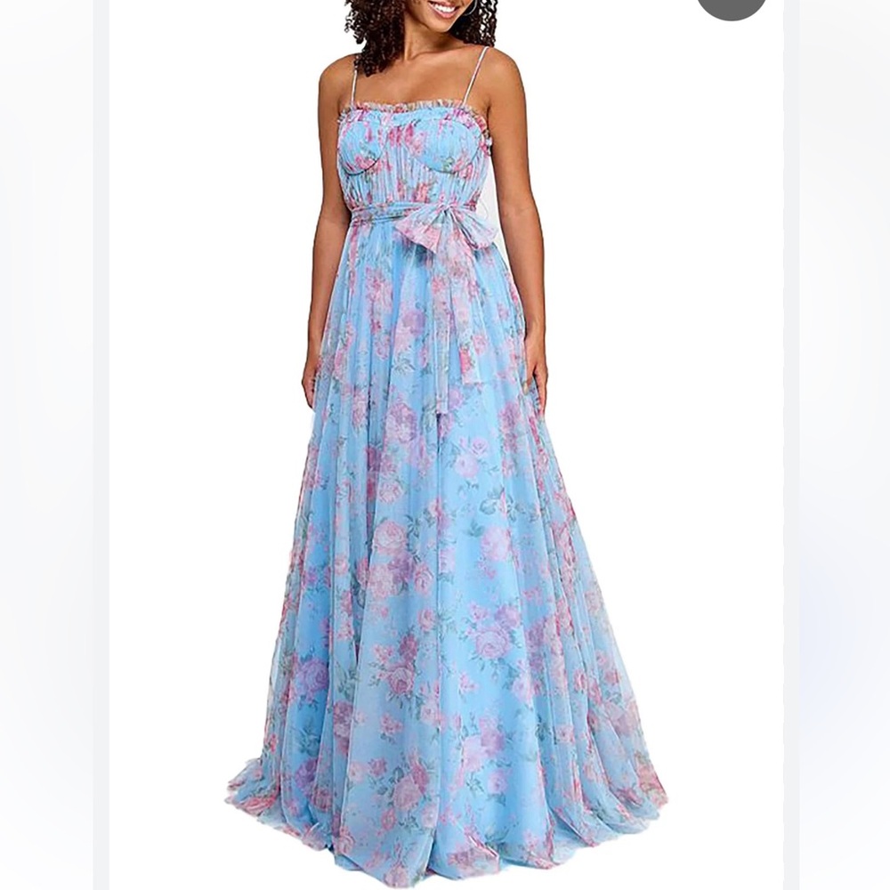City Studio Floral Maxi Dress - Blue and Pink